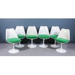 A set of six 1960s "Tulip" pedestal chairs designed by Eero Saarinen (1910-1961), with white