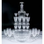 A modern Stuart "Arundel" pattern cut glass table service, comprising - twelve 4ins sherry glasses