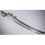 A late 19th Century American light cavalry sabre, the 34.75ins bright steel fullered curved blade