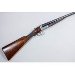 A 12 bore side by side shotgun by Army & Navy, Serial No. 75683, 28ins blued steel barrels, plain