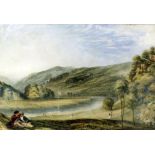 Anthony Vandyke Copley-Fielding (1787-1855) - Watercolour - A Scottish Loch with castle and