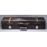 A late 19th/early 20th Century leather fitted shotgun motor case (no makers name present), 32ins