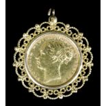 A Victoria 1880 Young Head sovereign in 9ct gold pendant mount (gross weight 12 grammes)