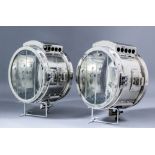 A pair of early 20th Century chrome plated Rushmore car lamps, 7ins diameter