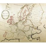 A 19th Century coloured silk needlework - "A Map of Europe", on cream silk ground, 19.75ins x 23.