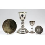 A Victorian silver chalice, the plain bowl on knopped stem and circular footrim, 6.5ins high, by