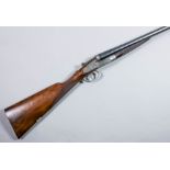 A good 12 bore side by side side lock shotgun by Churchill of London, Serial No. 1611, 28ins blued