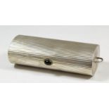 A 20th Century Continental silver gilt minaudiere of compressed cylindrical form, with reeded