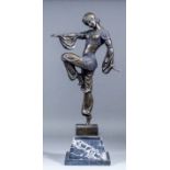 20th Century school - Modern bronze - Study of an exotic female dancer, her left leg raised, her