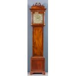 A late 18th Century mahogany longcase clock by Thomas Lake of Taunton, the 12ins square brass dial