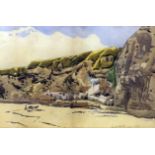 Lionel Hawkes (active late 19th Century) - Australian - Two watercolours - Sandy beach with houses