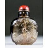 A Chinese smokey rock crystal snuff bottle