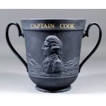 A Royal Doulton black basalt pottery "Captain Cook" Bi-Centennial limited edition loving cup, No.