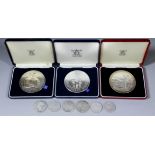 Three Elizabeth II silver commemorative medals - "Spanish Armada 400th Anniversary 1588-1988", "