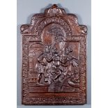A 19th/early 20th Century Continental carved oak panel - "Susanna and the Elders", depicting the