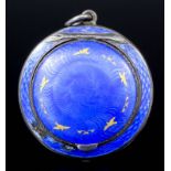 A late 19th/early 20th Century lady's Russian silver and blue enamel circular compact, the