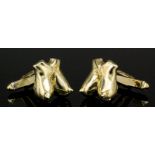 A modern pair of gentlemen's 9ct gold bare breast pattern cufflinks with T-bar fitting (gross weight