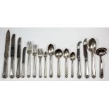 A George VI and Elizabeth II harlequin silver table service for ten place settings, the tapered