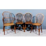 A 19th Century yew wood and elm seated two tier stick back Windsor armchair with dished wood seat