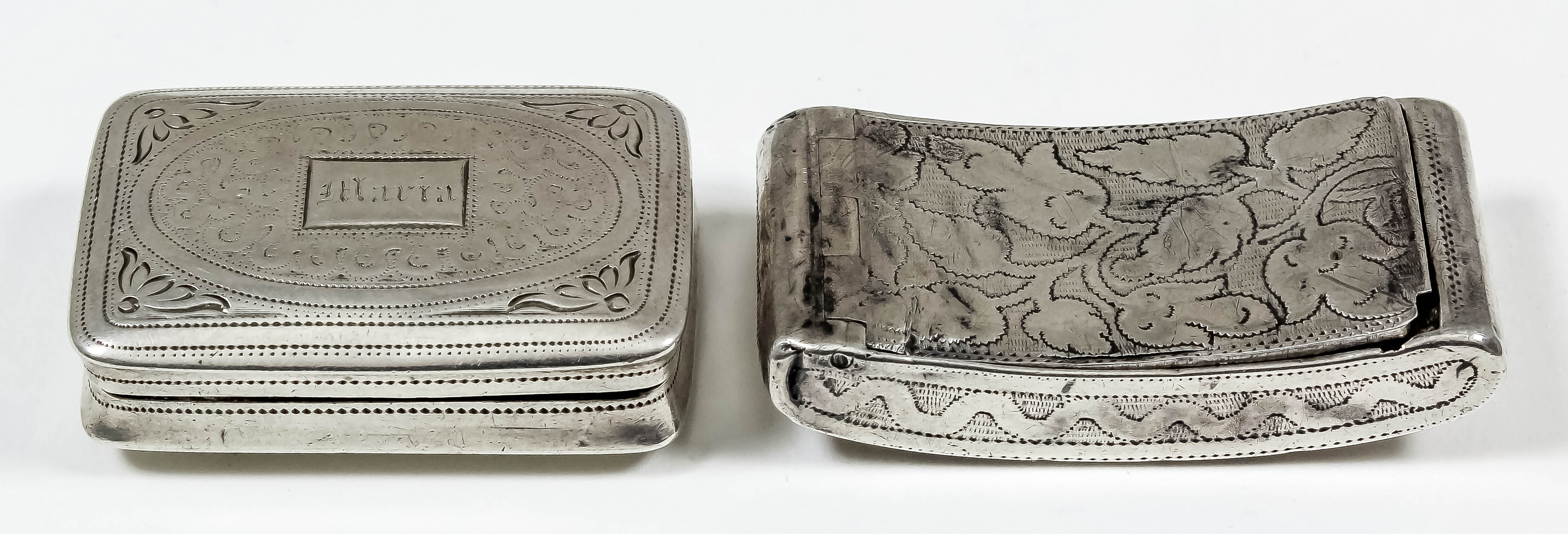 A George IV silver rectangular vinaigrette, the lid engraved "Maria" in rectangular cartouche,