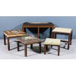 An Edwardian mahogany framed rectangular duet stool inlaid with stringings, the drop-in seat