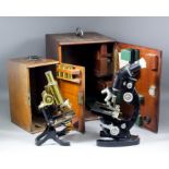 A late 19th Century lacquered brass and iron microscope by J. Swift & Son of 81, Tottenham Court