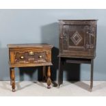 An old side table of "17th Century" design, with moulded edge to top, fitted one deep drawer with