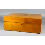 A Victorian Mauchline ware satinwood and penwork lady's work box, by Crichton & Co. Cumnock, the lid