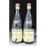 Two bottles of Borgogno Barolo of 1947 and 1952 vintages