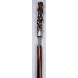 A late 19th Century composite walking cane sword stick with rustic shaft, the 26ins square section