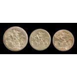 A Victoria 1891 Jubliee Head Sovereign, and two Edward VII half Sovereigns, 1907 and 1914 (VF-edge