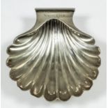 A Georg Jensen sterling silver shell pattern butter dish, on four ball feet, engraved "Vincent", 4.