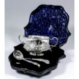 An Edward VII silver two-handled sugar basin embossed with trailing leaf and spiral reeded ornament,