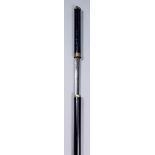 A 19th Century composite walking cane sword stick with ebony shaft, the 24ins steel blade