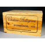 Six bottles of 2000 Chateau Bellegrave (Pomerol) (contained in sealed wooden case)