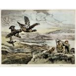 Henry Wilkinson (1921-2011) - Two limited edition coloured engravings - "Grouse Shoot", No. 134 of