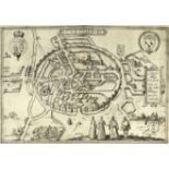 George Braun (1541-1622) and Frans Hogenberg (circa 1536-1588) - Engraving - Birds eye view of