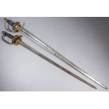 A late 18th / early 19th Century English Infantry Officers sword, the 31ins bright steel fullered