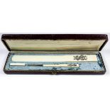 A 19th Century French ivory and silvery metal inlaid letter opener/page turner inlaid with