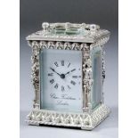 An Elizabeth II silver cased miniature carriage timepiece Charles Frodsham of London, the white