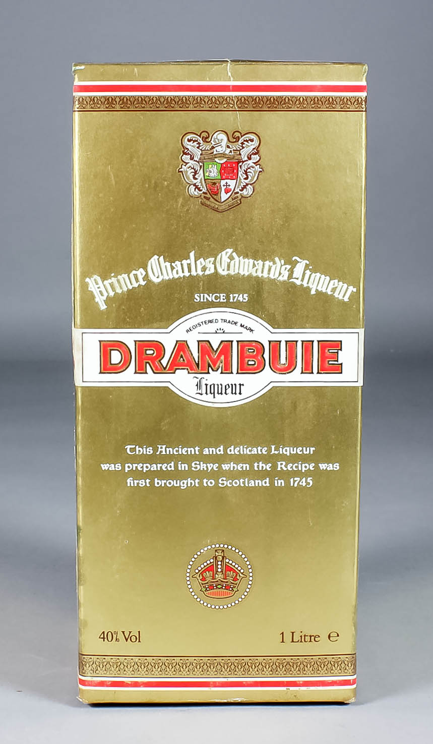 Eleven one litre bottles of Drambuie Scotch Liqueur (40% proof)