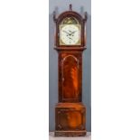 A 19th Century mahogany longcase clock, the 12ins arched painted dial with Roman numerals,