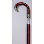 A late 19th Century composite walking stick sword stick with rustic shaft, the 27.75ins square