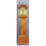 A late 18th Century oak longcase clock by Baker of Malling, the 12ins arched brass dial (formerly