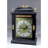 A good late 17th Century ebonised table clock by Thomas Finch of London, the 7ins brass dial with