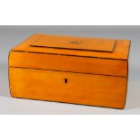 A Victorian Mauchline ware sycamore and penwork work box, the lid with a mounted knight below the