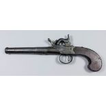 An early 19th Century percussion turn barrel pistol by Wallis, 6ins plain steel cannon barrel