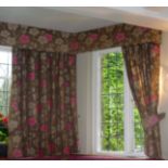 *2 pairs of floral curtains (66" drop) with matching tie backs and pelmet (14' long approximately,