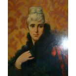 *G. Moretto (20th Century) Oil painting on canvas bust portrait of a female 23" x 19" in gilt frame