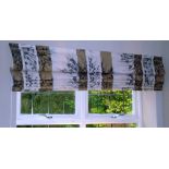 *8 x matching floral fabric blinds, 73"(x4), 66"(x2), 34"(x1), 108"(x1) wide (8)